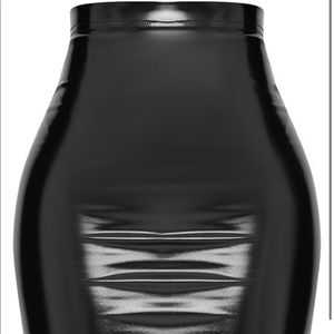Black vinyl bodycon skirt